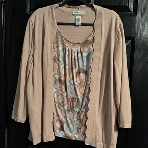 Alfred Dunner Women's Light Pink Cardigan Sweater